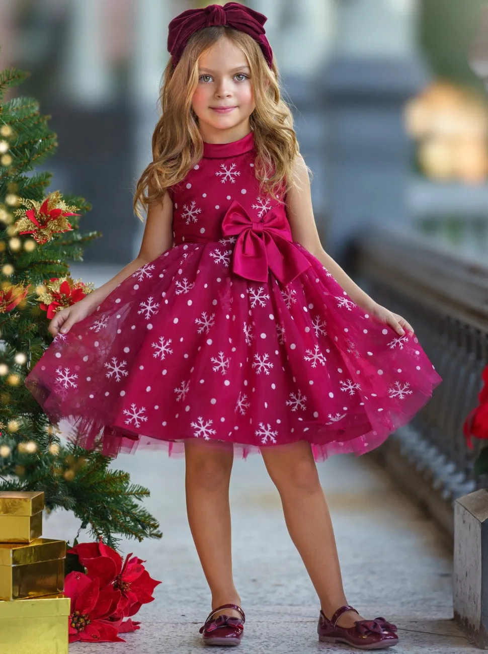 Snowflake Sleeveless Formal Winter Dress