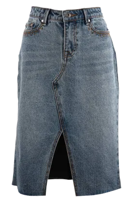 Stetson Women's Denim 5 Pocket Midi Skirt
