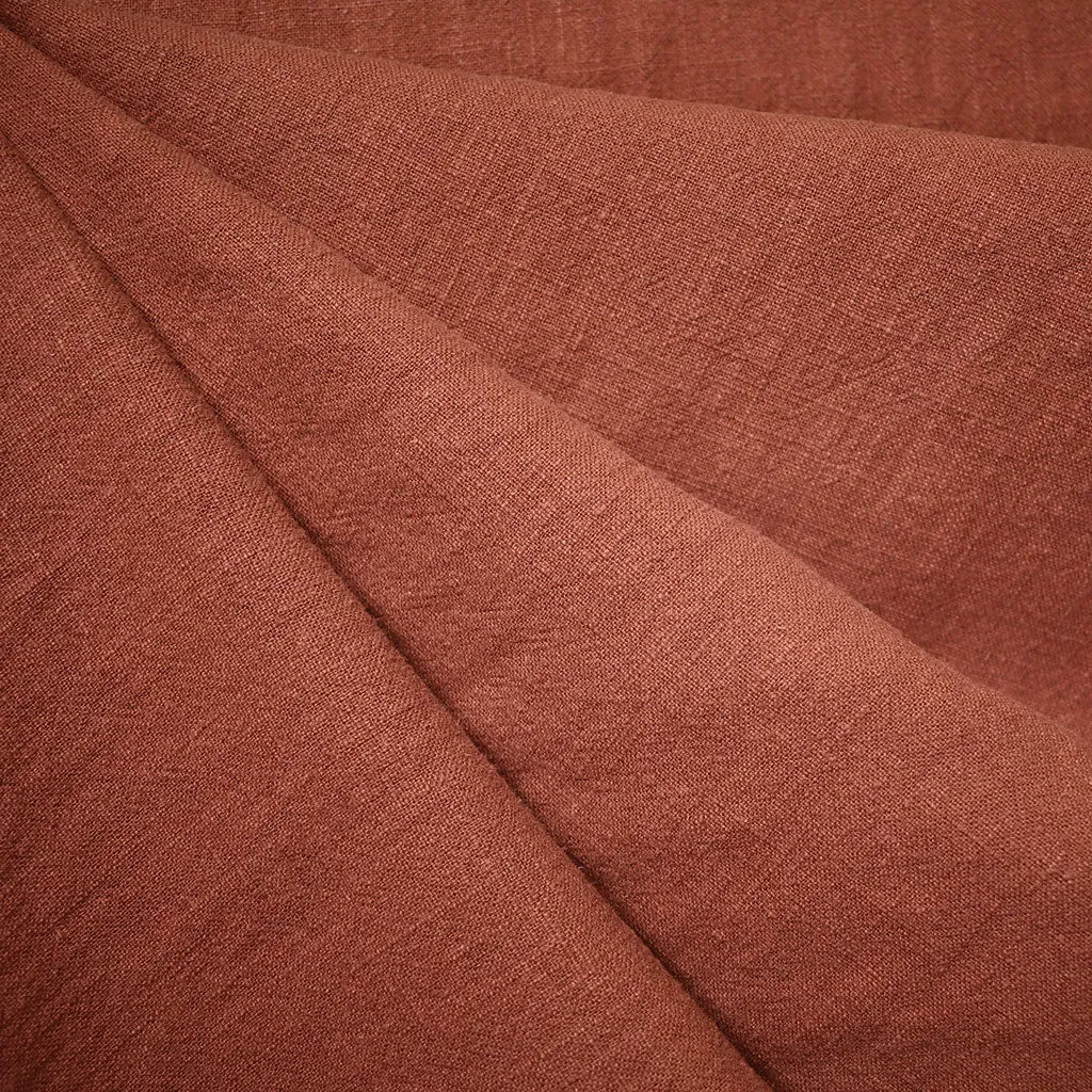 Stonewashed Slub Texture Ramie Bottom Weight Rust