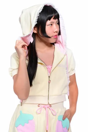 Strawberry Short-Sleeve Cropped Hoodie
