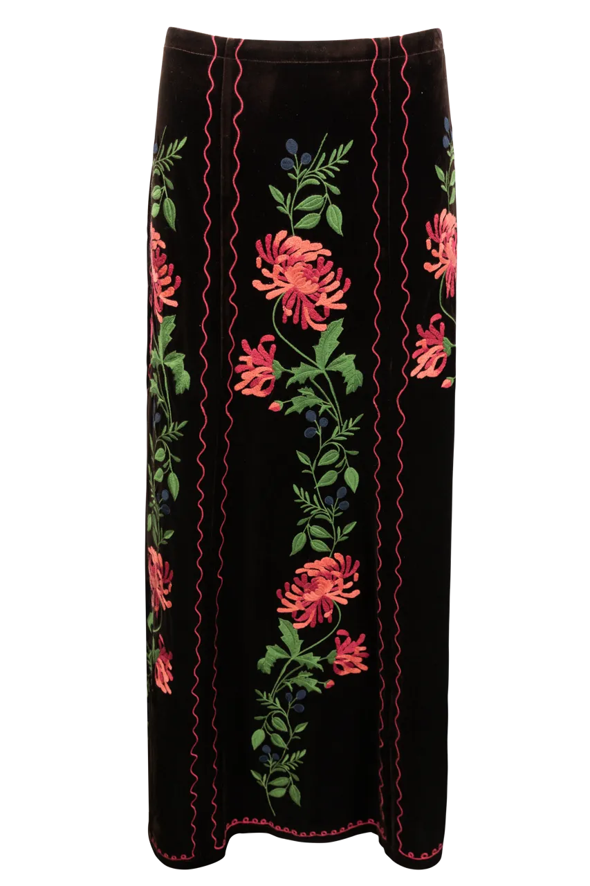 Tasha Polizzi Velvet Floral Skirt