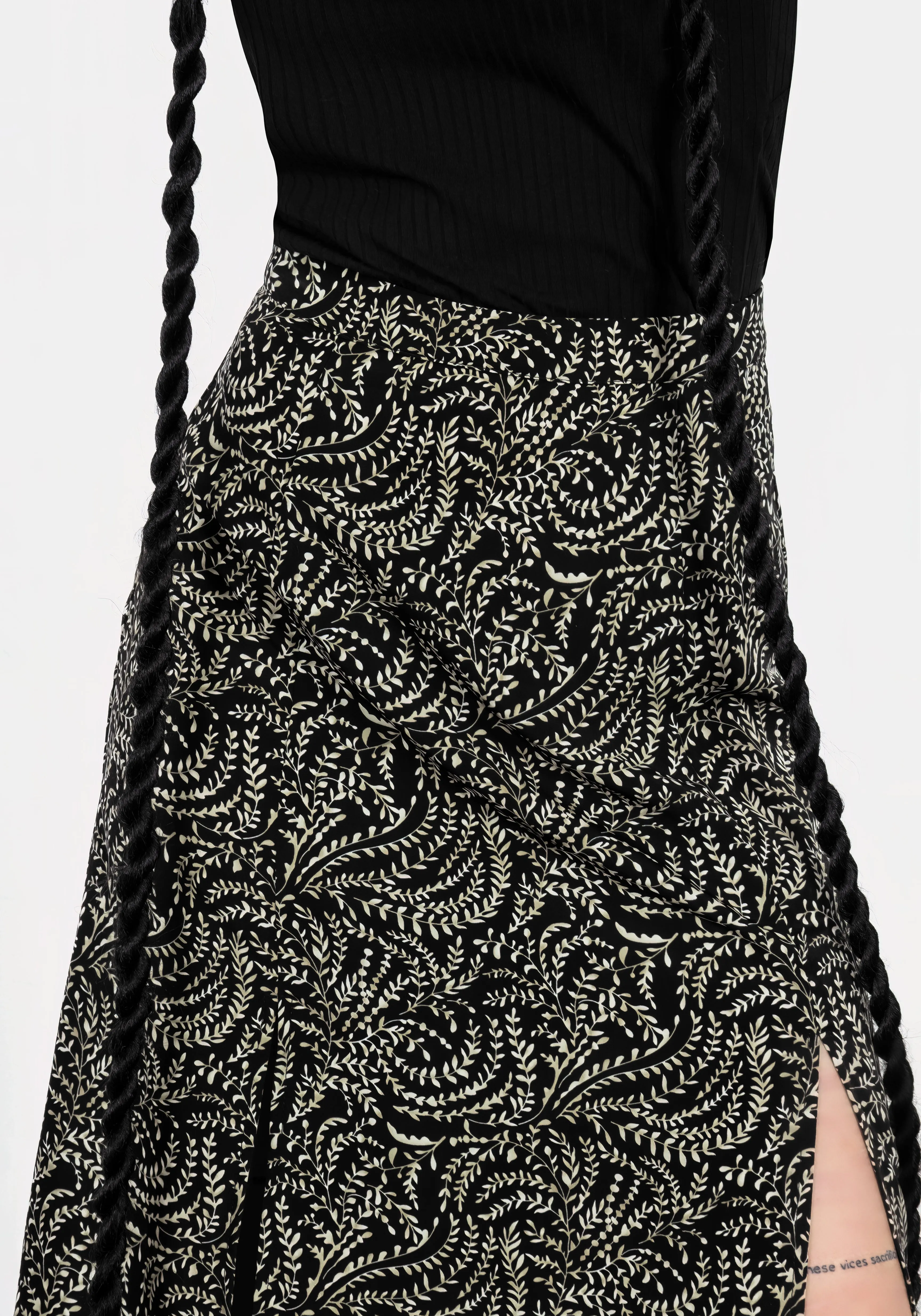 Tendril Split Midi Skirt
