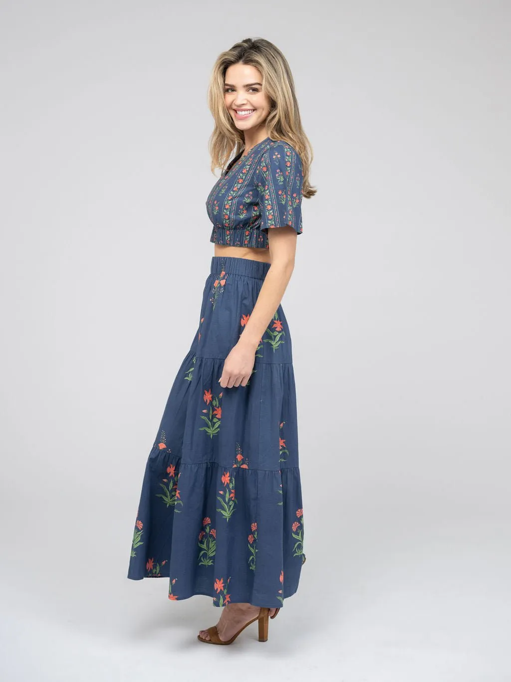 The Abby Skirt | Navy Jaipur Floral