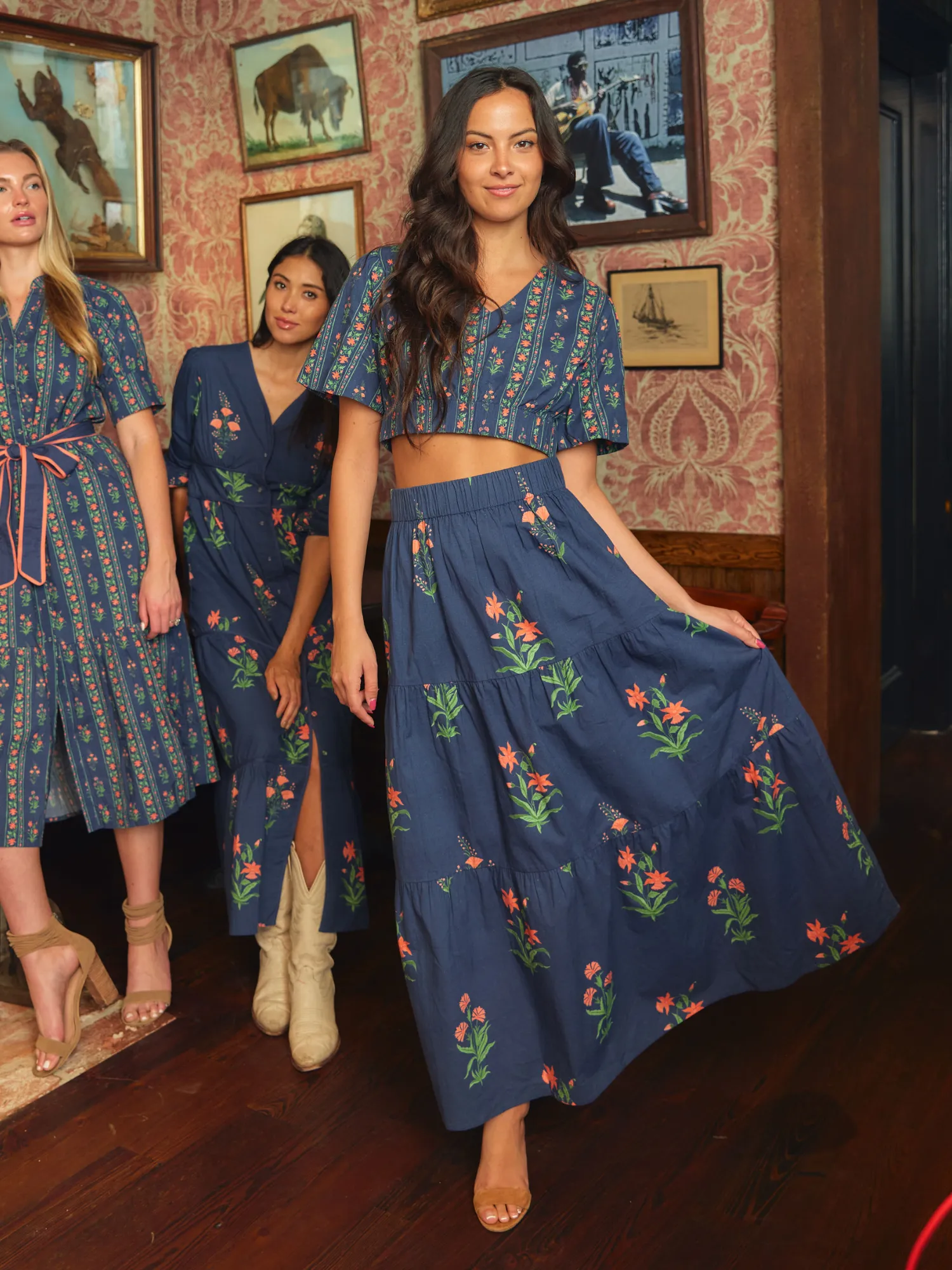 The Abby Skirt | Navy Jaipur Floral