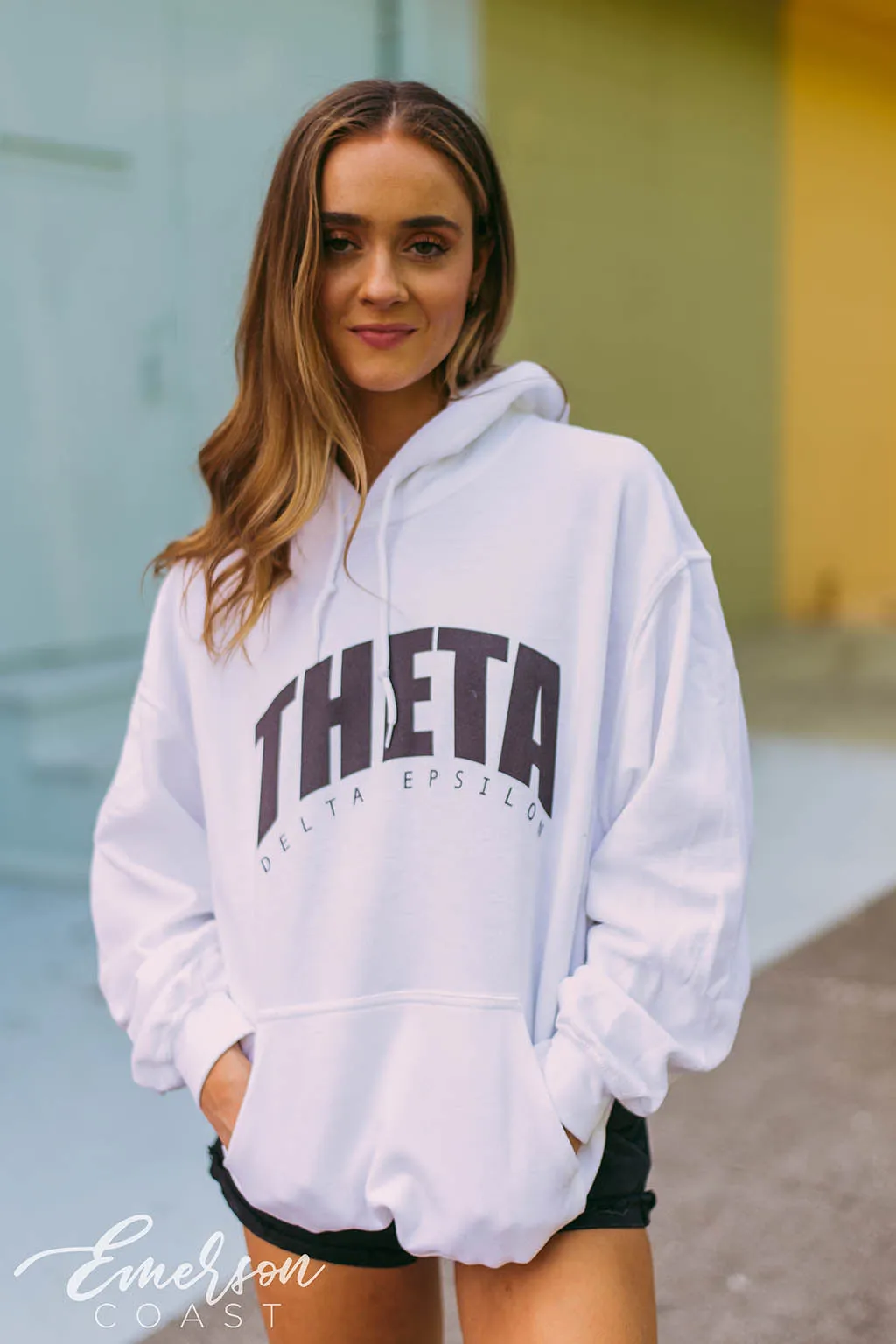 Theta Simple Black and White PR Hoodie