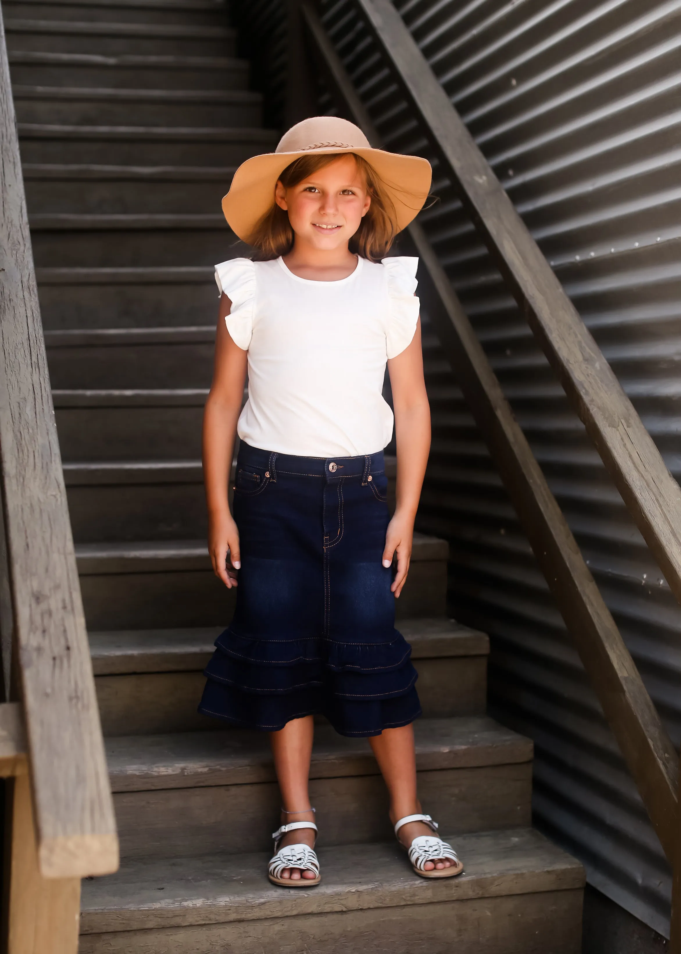 Tiered Ruffle Midi Skirt