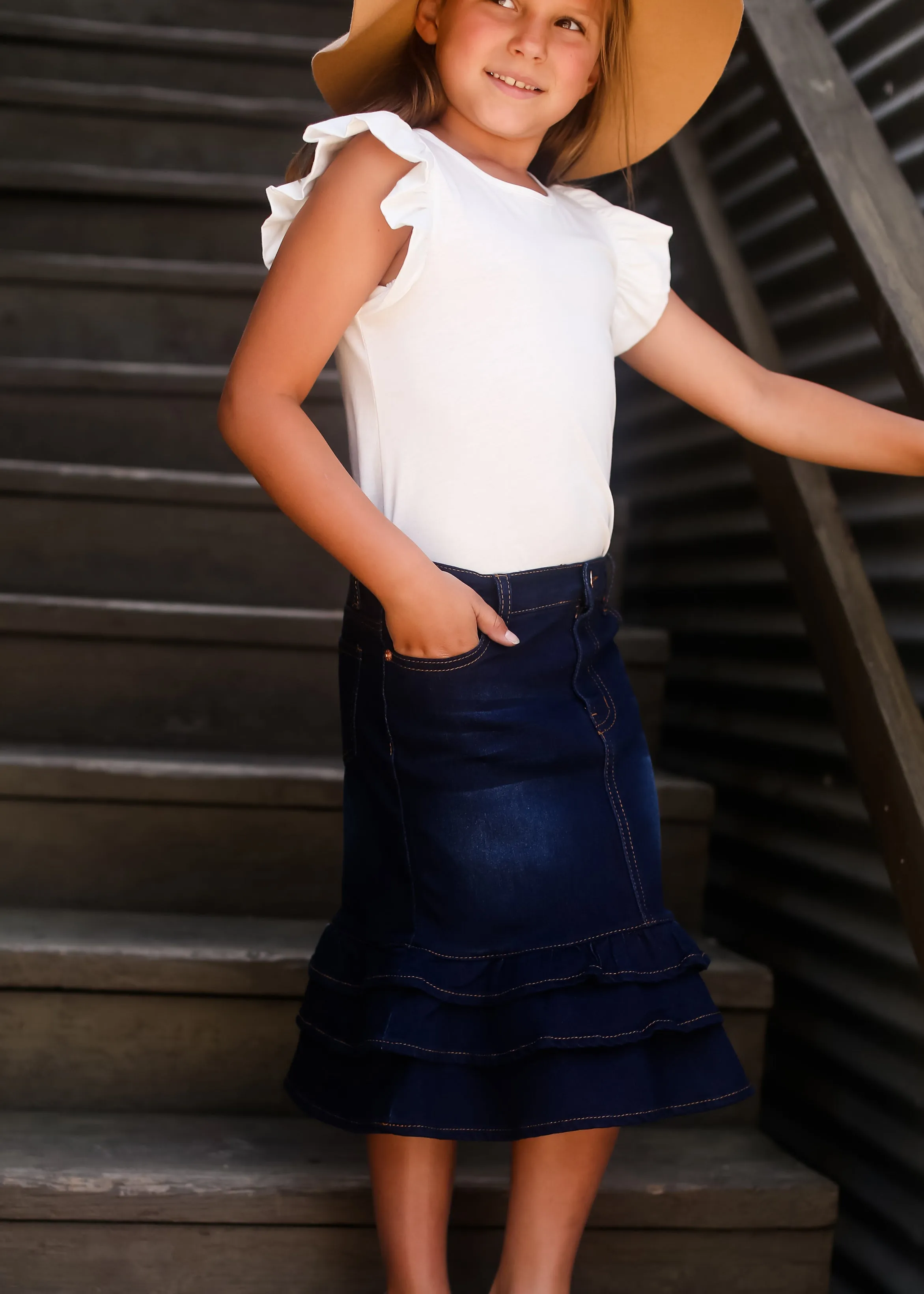 Tiered Ruffle Midi Skirt
