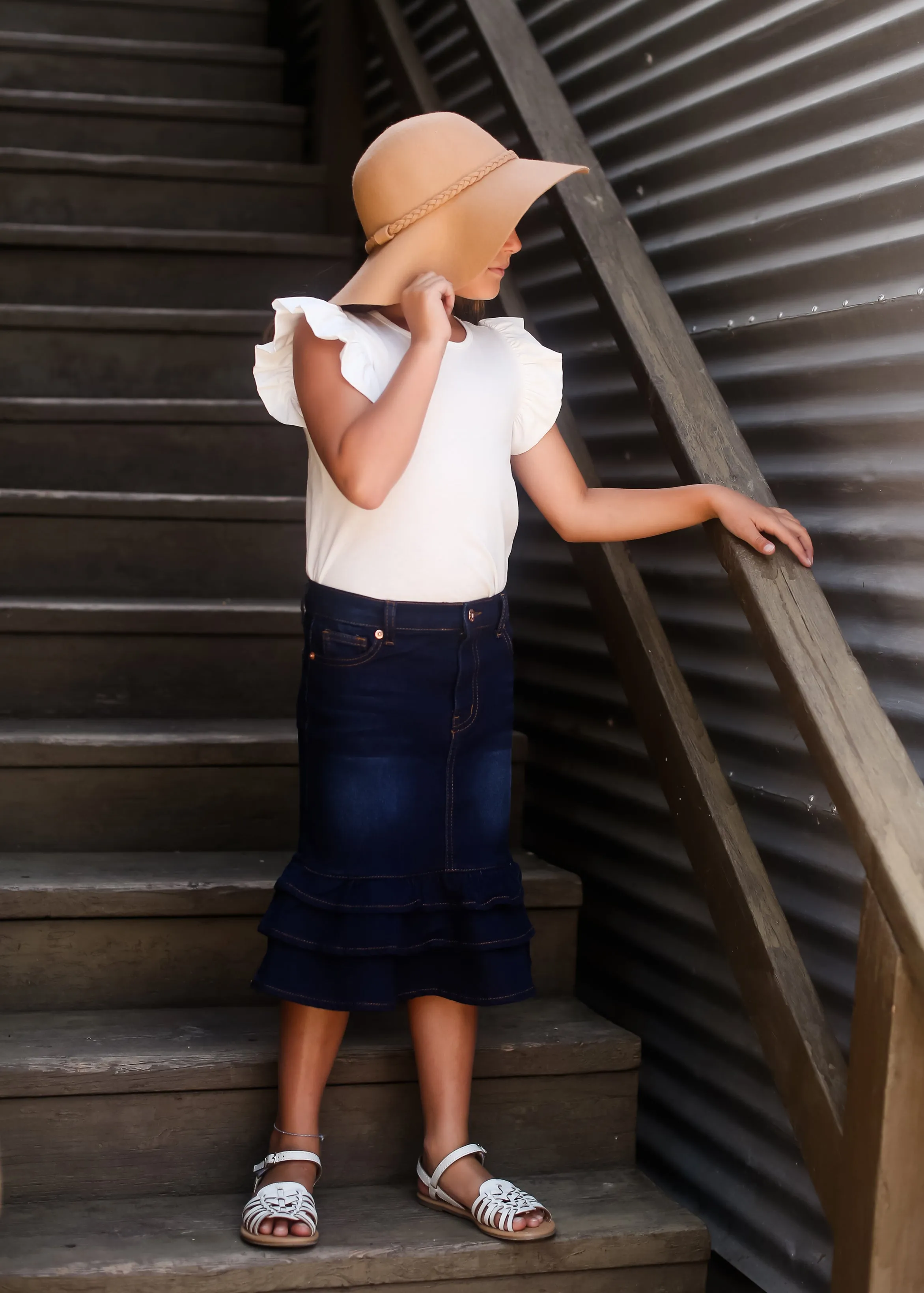 Tiered Ruffle Midi Skirt