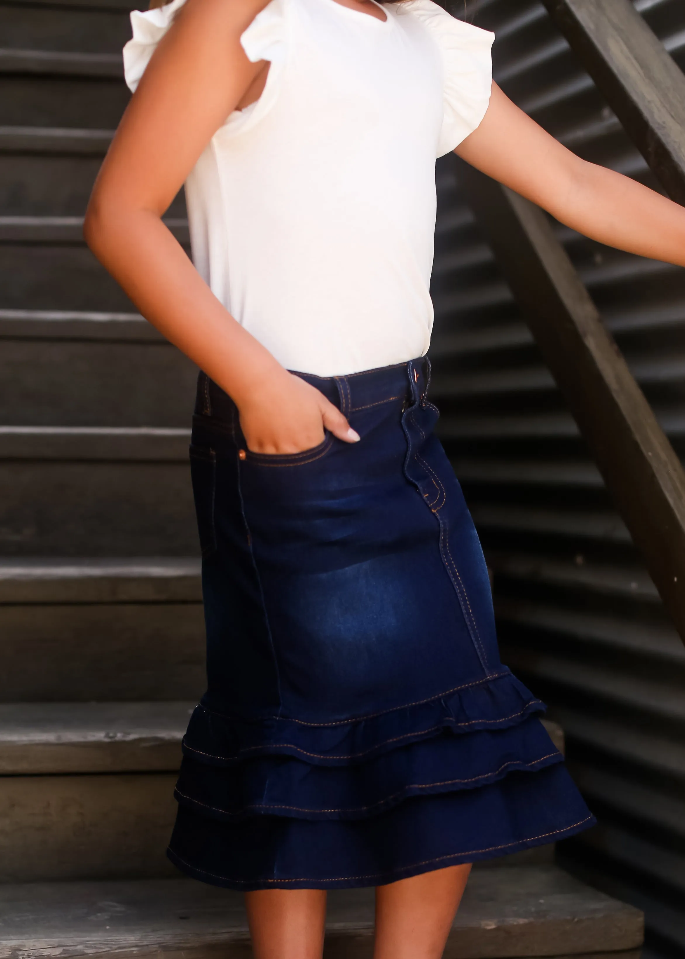 Tiered Ruffle Midi Skirt