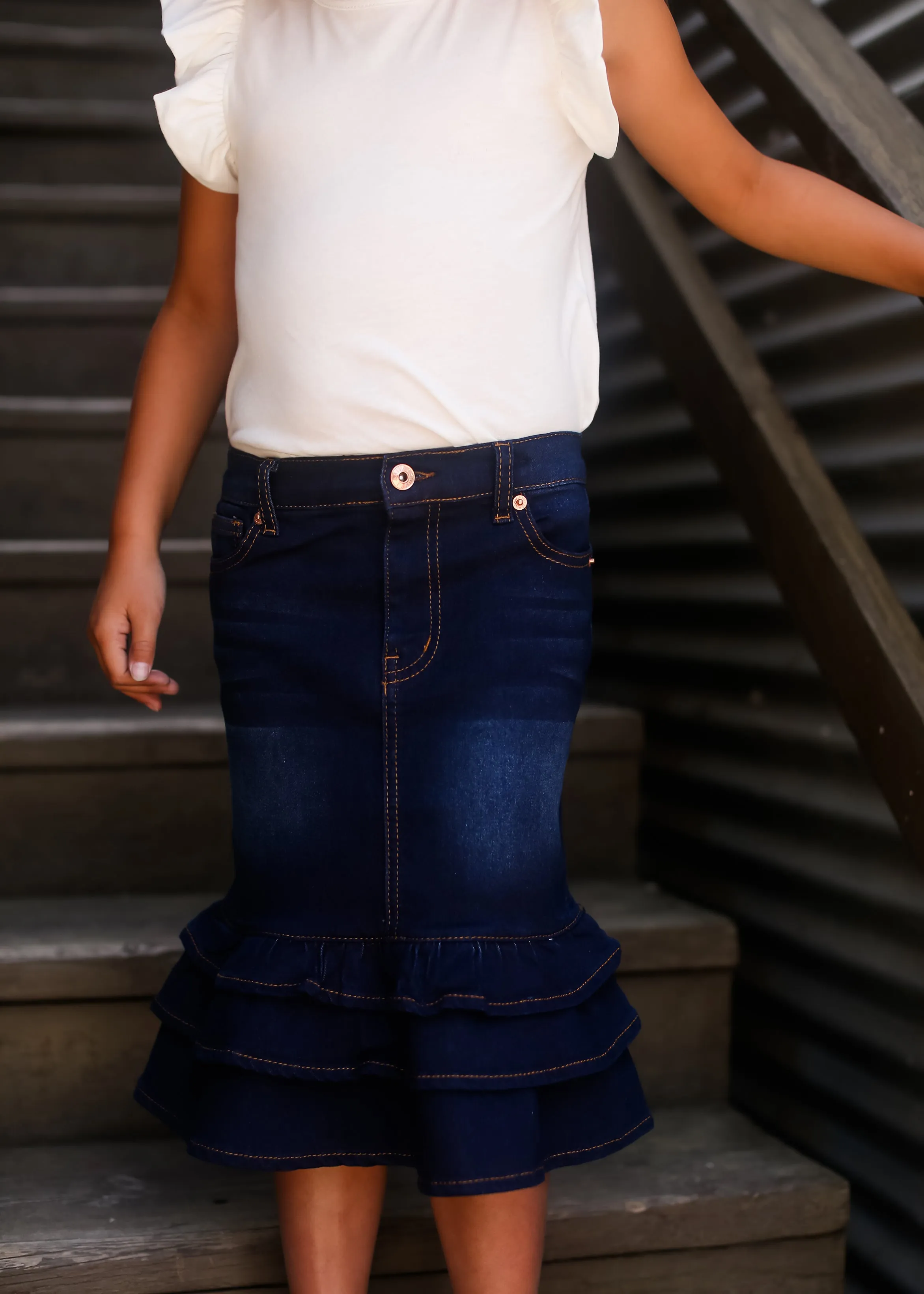 Tiered Ruffle Midi Skirt