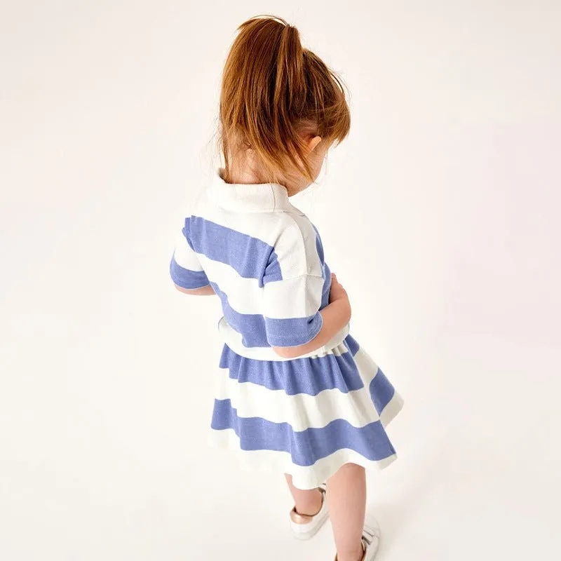 Toddler/Kid Girl's Short Sleeve Bunny Stripe Polo and Skirt Set