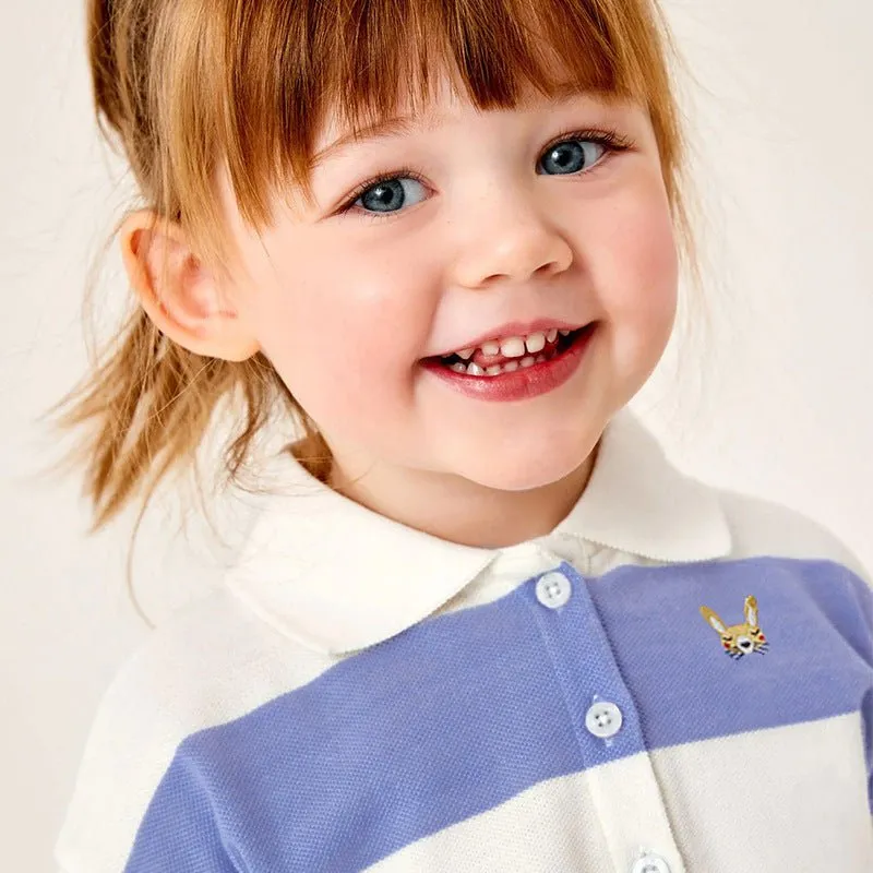 Toddler/Kid Girl's Short Sleeve Bunny Stripe Polo and Skirt Set