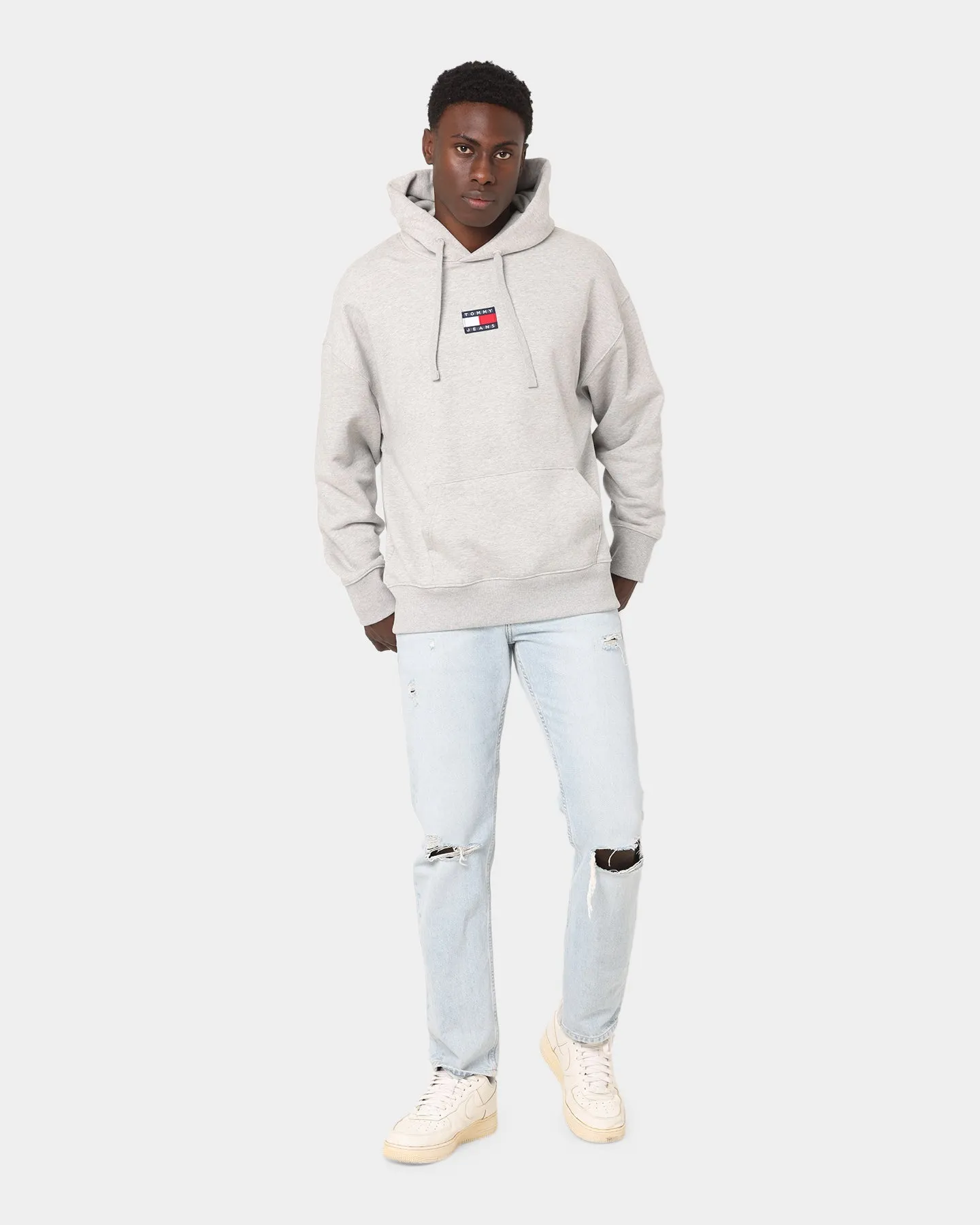 Tommy Jeans Tommy Badge Hoodie Light Grey Heather