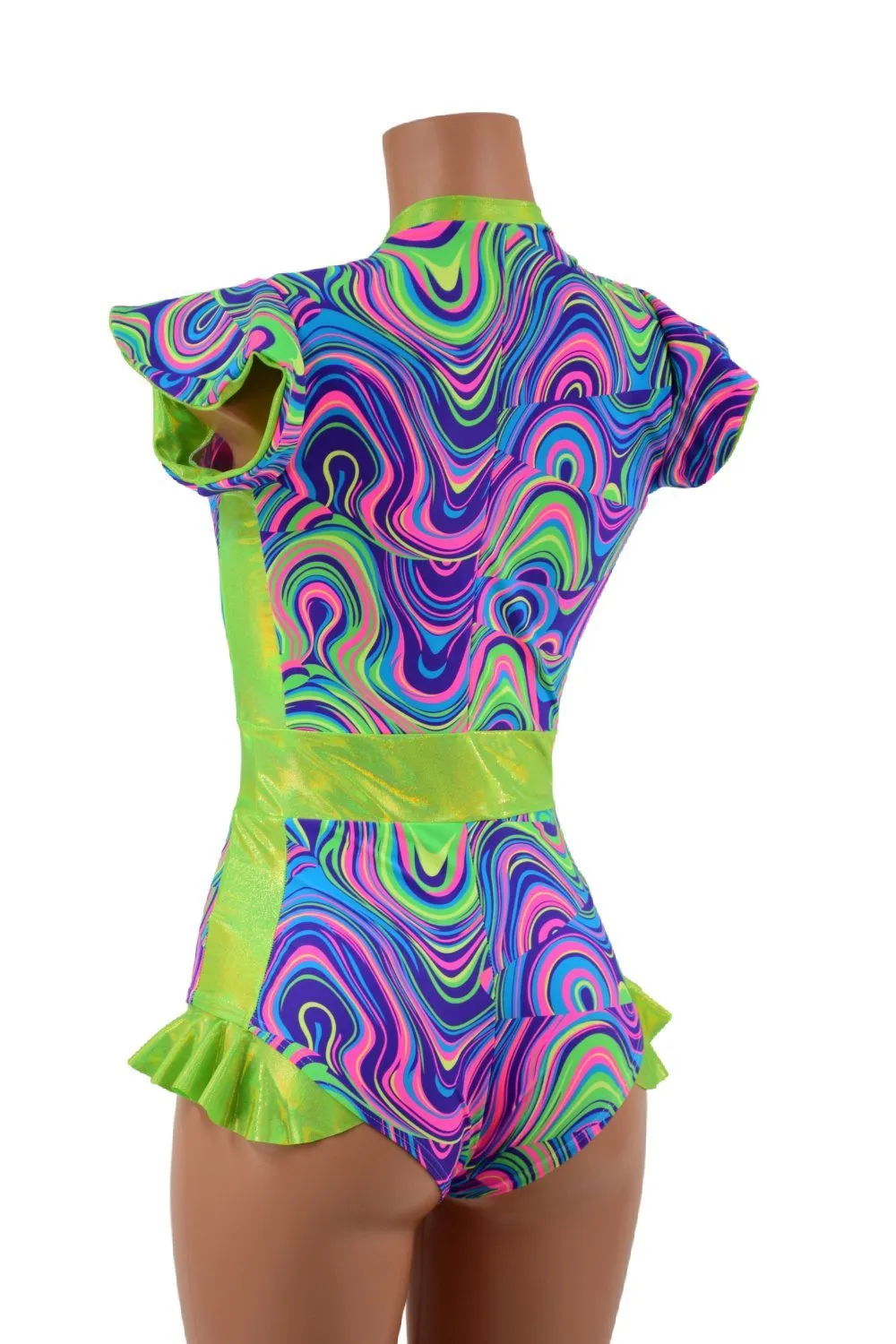 UV Glow Flip Sleeve Paneled Romper