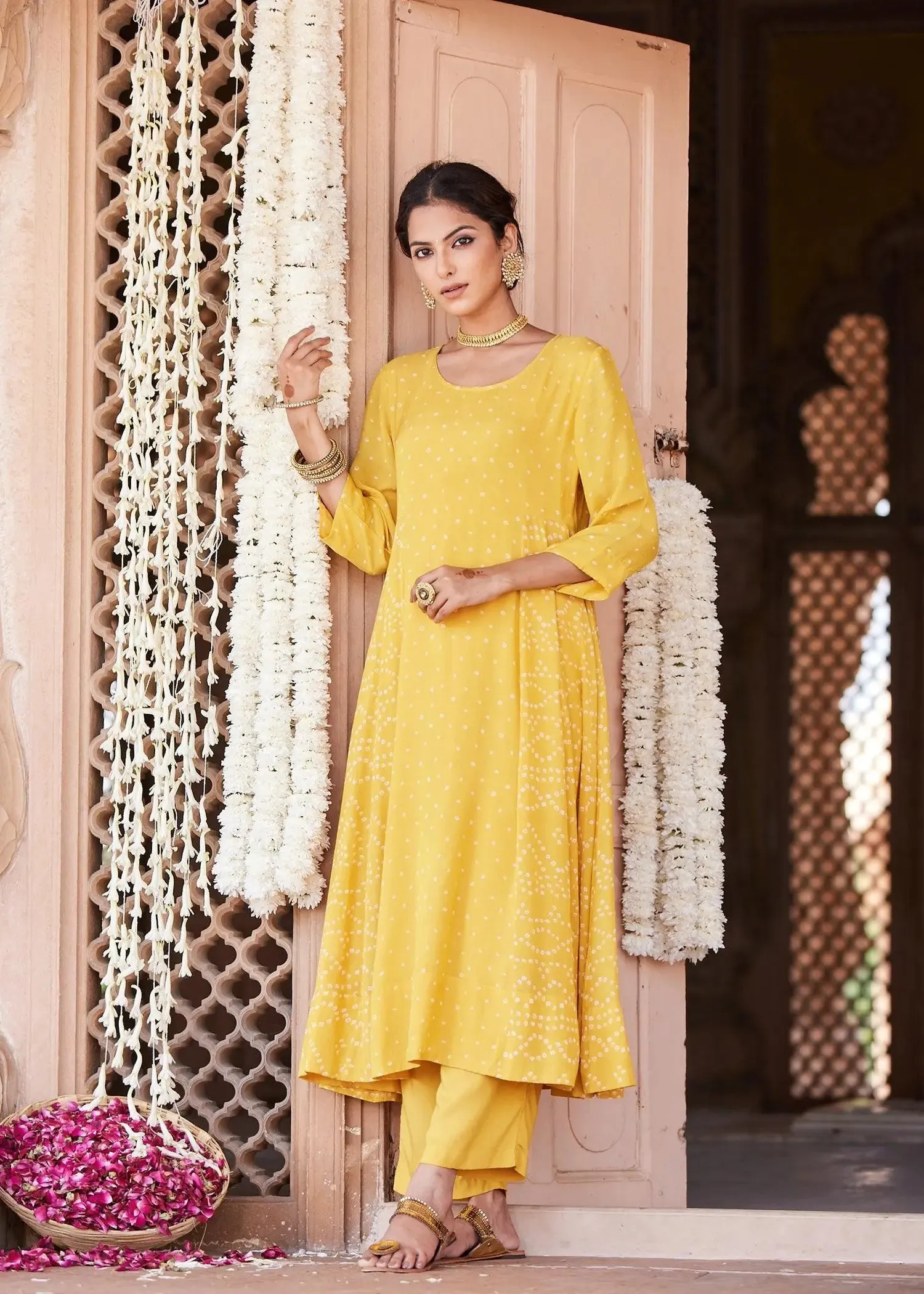 Vaayu Yellow Flared Kurta