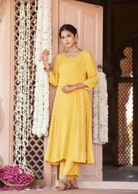 Vaayu Yellow Flared Kurta