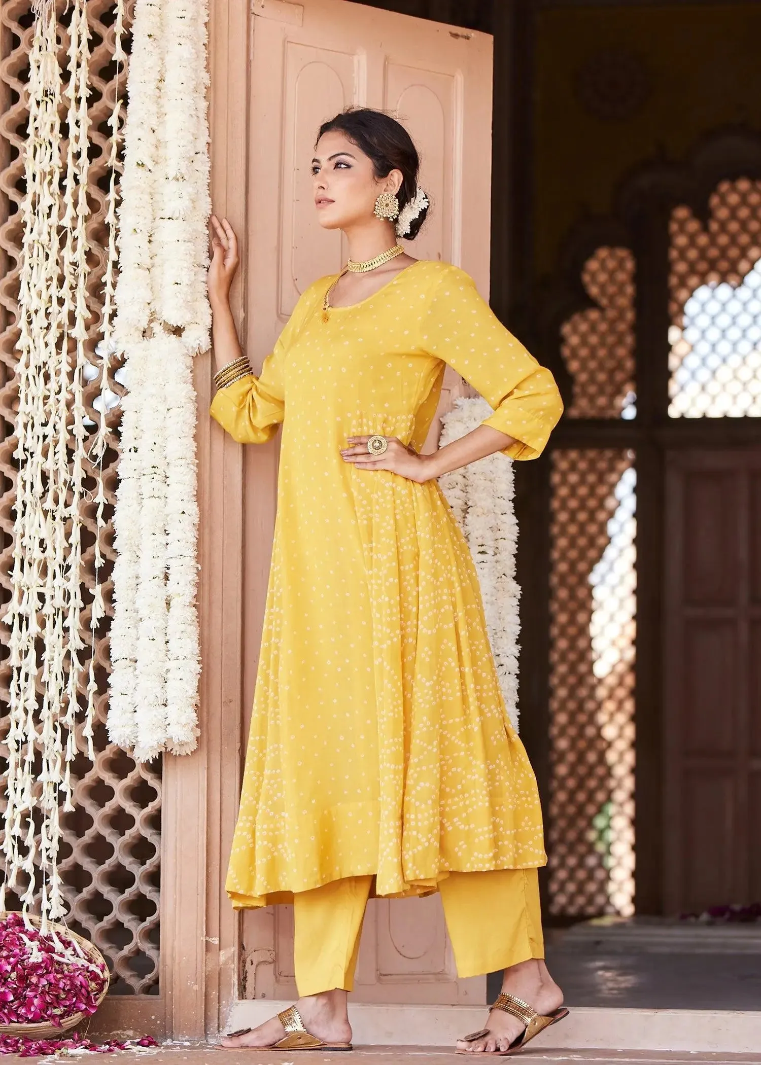 Vaayu Yellow Flared Kurta