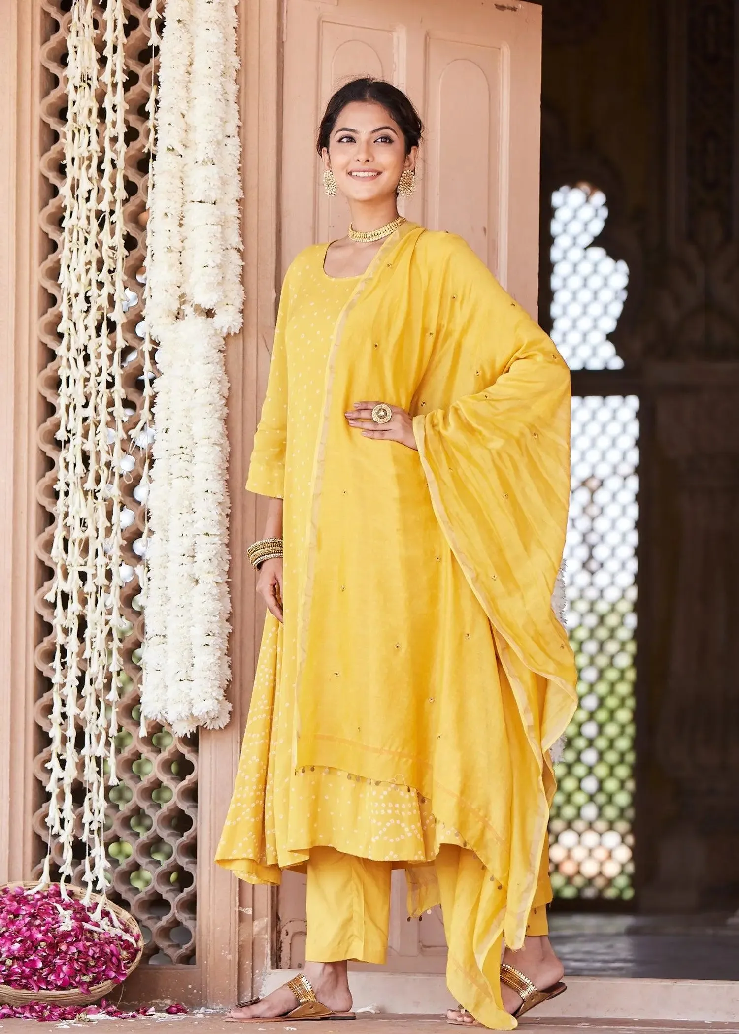 Vaayu Yellow Flared Kurta
