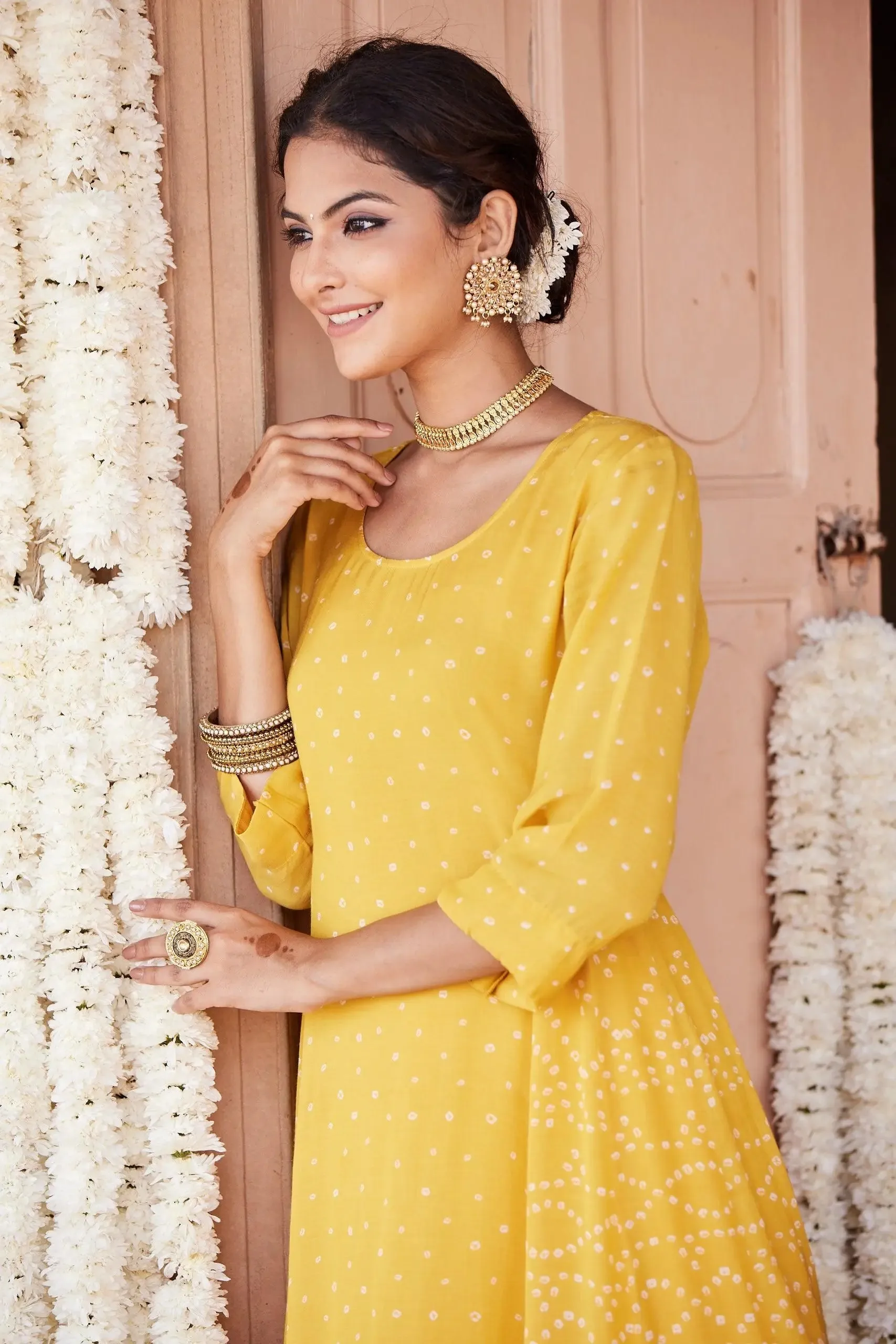 Vaayu Yellow Flared Kurta