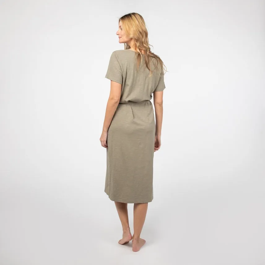 Veraluna Organic Cotton Salina Olive Midi Jersey Dress