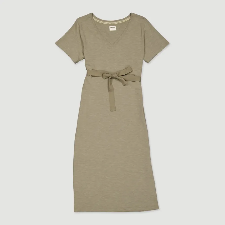 Veraluna Organic Cotton Salina Olive Midi Jersey Dress