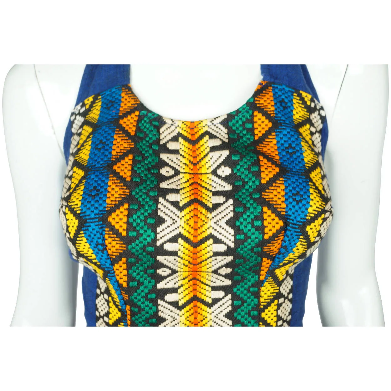 Vintage 1970s Halter Top & Skirt Set Guatemalan Woven Embroidery Cotton Linen M
