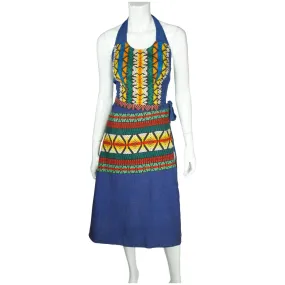 Vintage 1970s Halter Top & Skirt Set Guatemalan Woven Embroidery Cotton Linen M