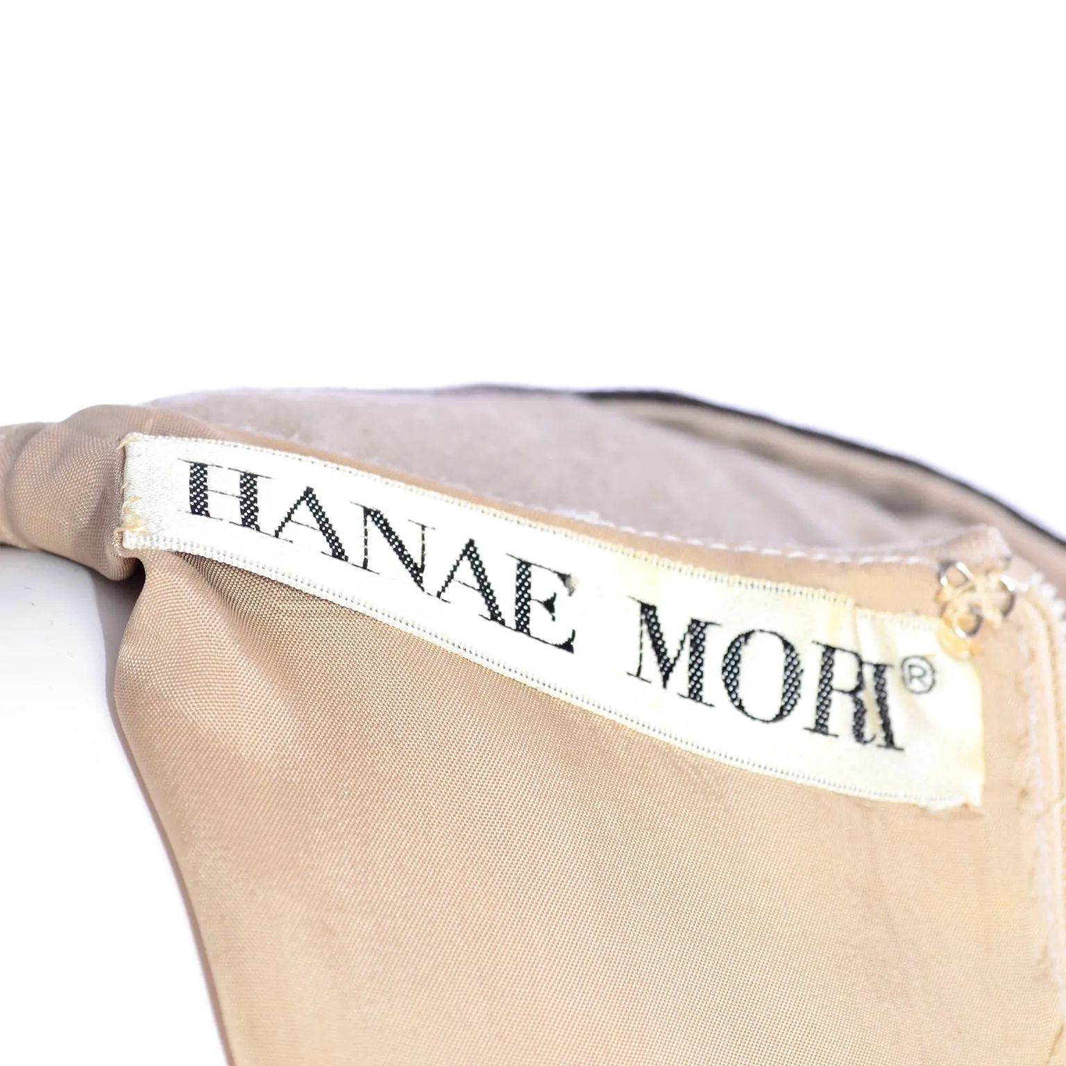 Vintage Hanae Mori Tan & Brown Dress w/ Large Pleated Pilgrim Collar