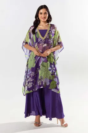 Voilet Printed Kaftan Set