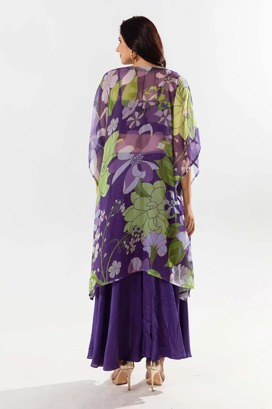 Voilet Printed Kaftan Set
