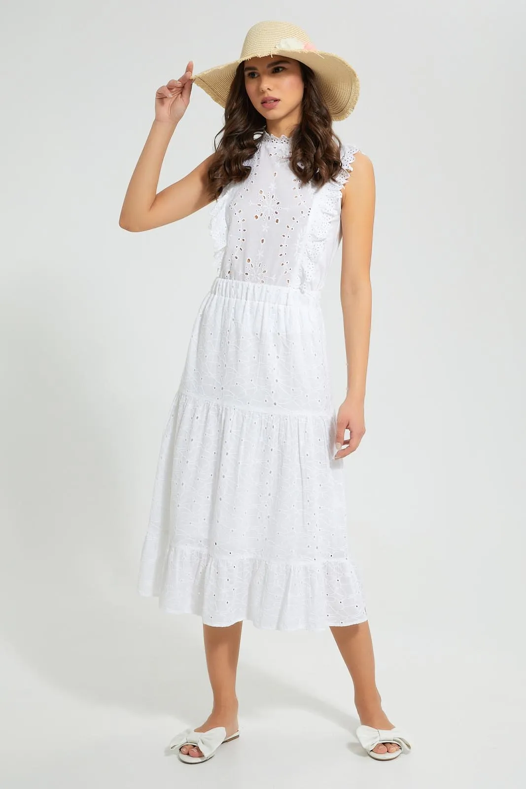 White Schiffli Skirt