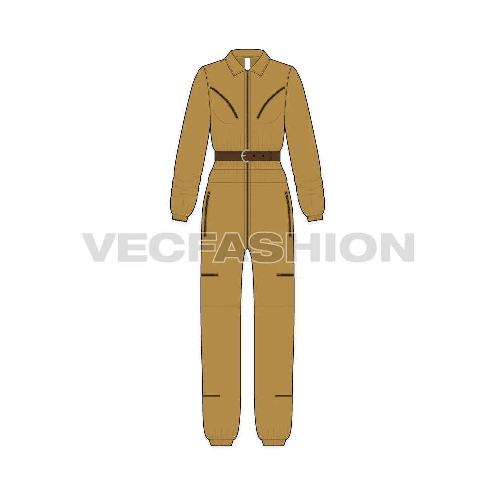 Women Boiler Suit Illustrator Sketch