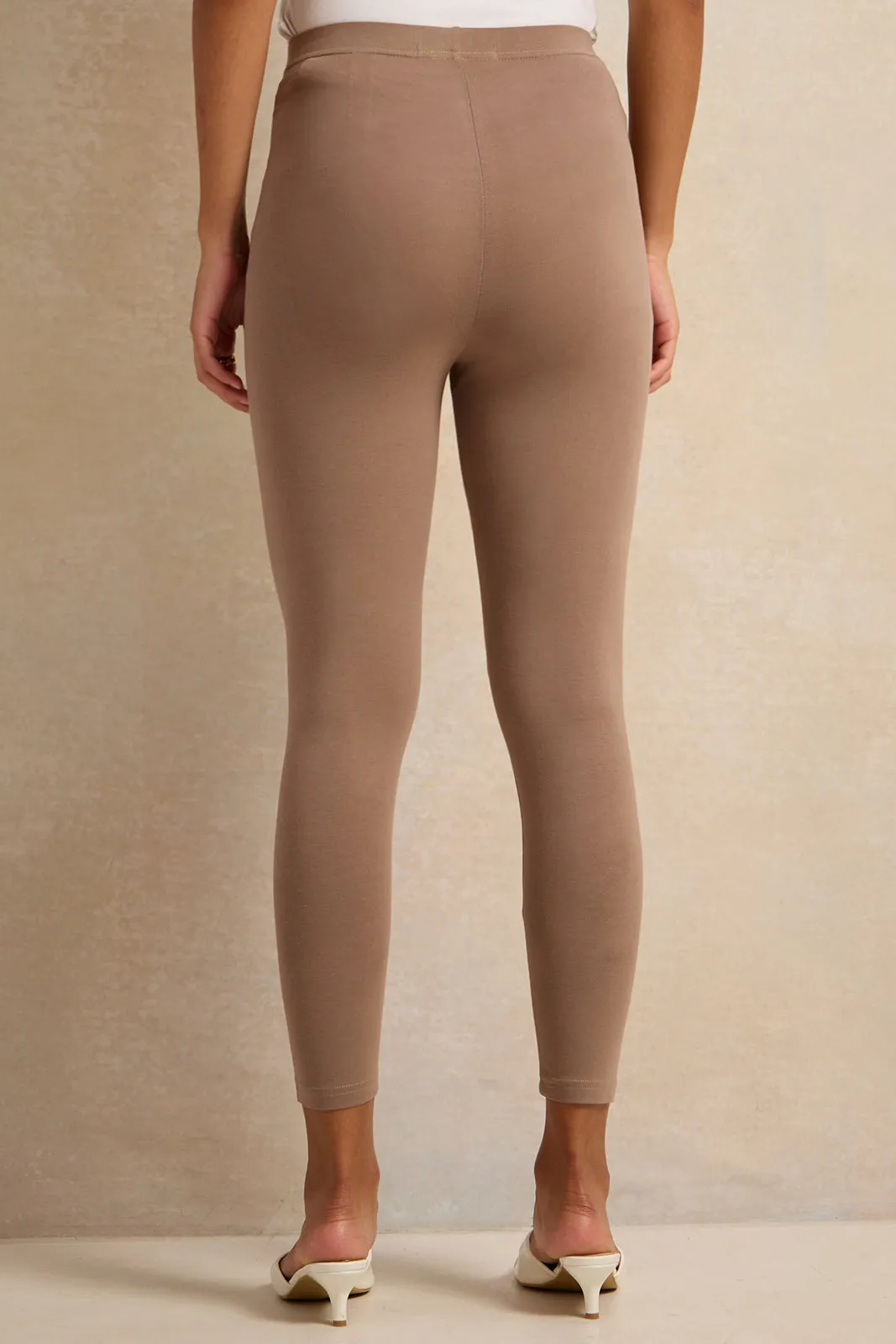 Women Brown Leggings Set (Pack Of 2)