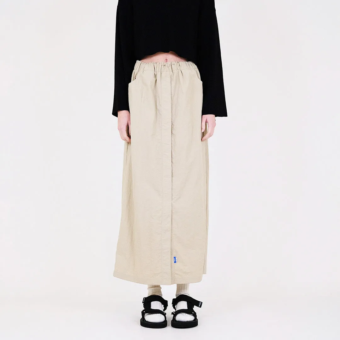 Women Nylon Midi Skirt - Khaki - SW2312171A