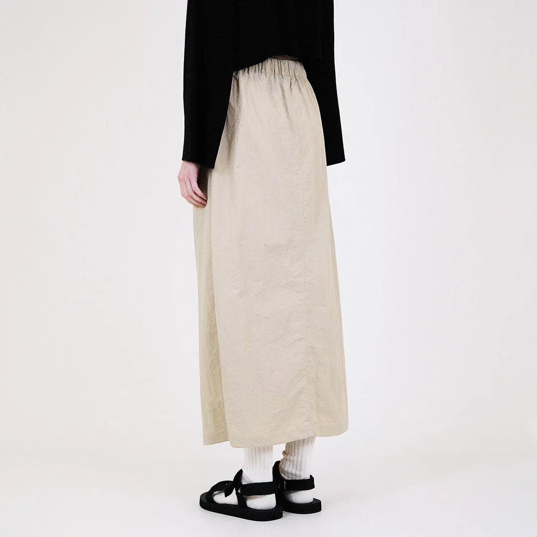 Women Nylon Midi Skirt - Khaki - SW2312171A