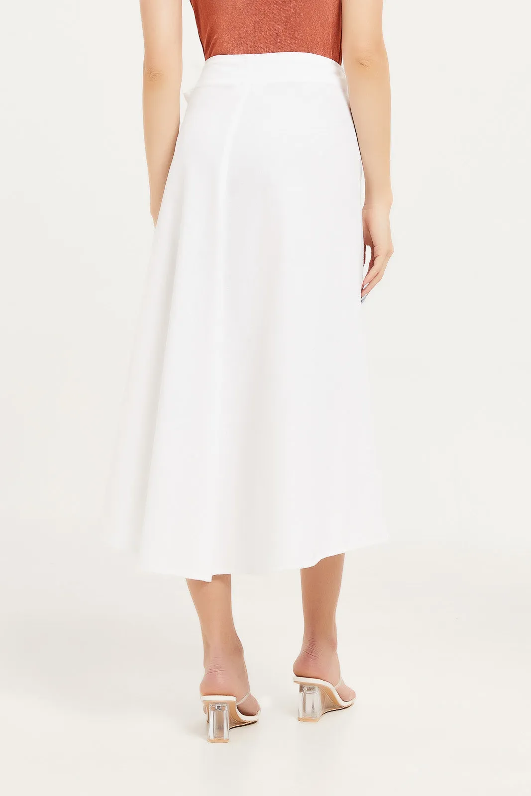Women White Linen Wrap Skirt