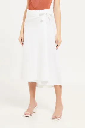 Women White Linen Wrap Skirt