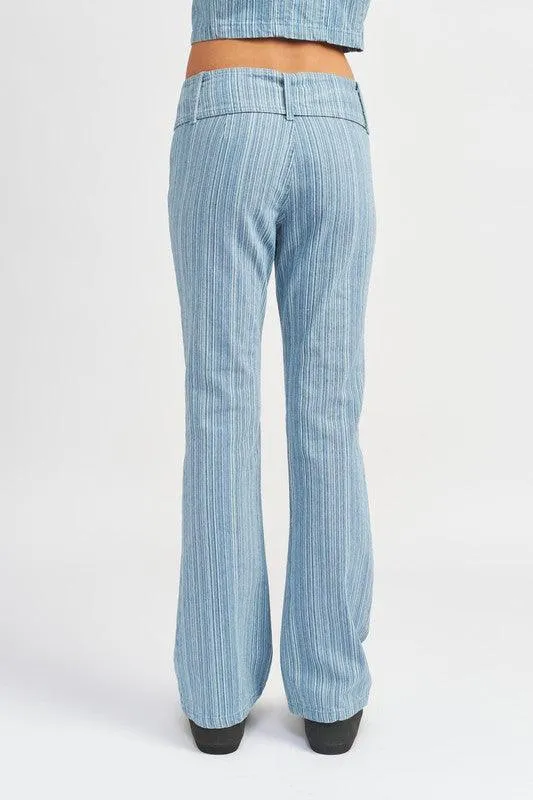 Womens Denim Blue Low Rise Flared Jeans