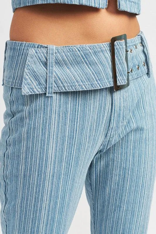 Womens Denim Blue Low Rise Flared Jeans