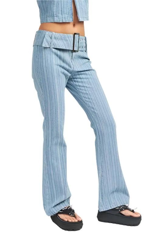 Womens Denim Blue Low Rise Flared Jeans