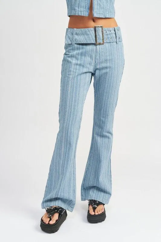 Womens Denim Blue Low Rise Flared Jeans