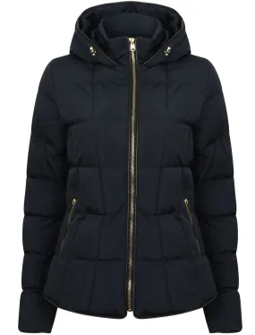 Wookie Quilted Hooded Jacket in Navy Blazer - Tokyo Laundry