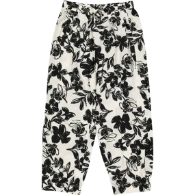 Woven Black And White Floral Pants