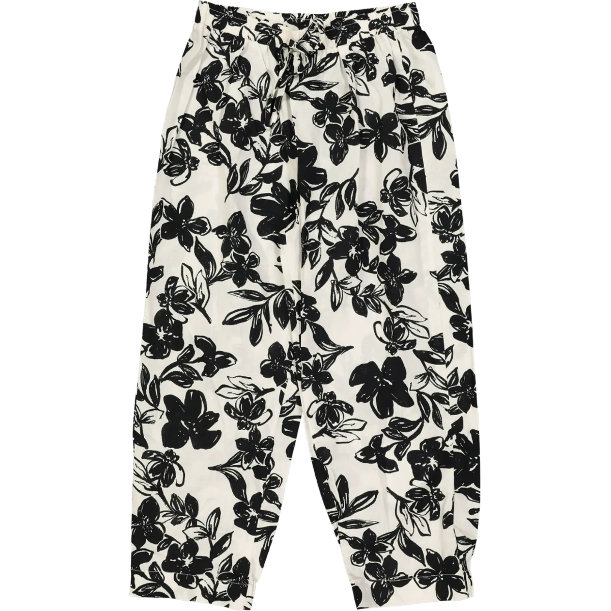 Woven Black And White Floral Pants