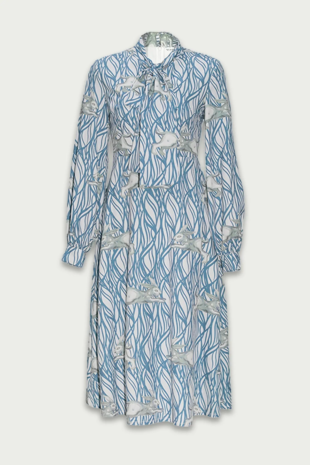 XUNRUO | Bunny Wavy Print Ribbon Dress