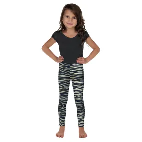 Yellow Tiger Striped Kid's Leggings, Animal Print Children's Fashion Tights-Made in USA/EU/MX