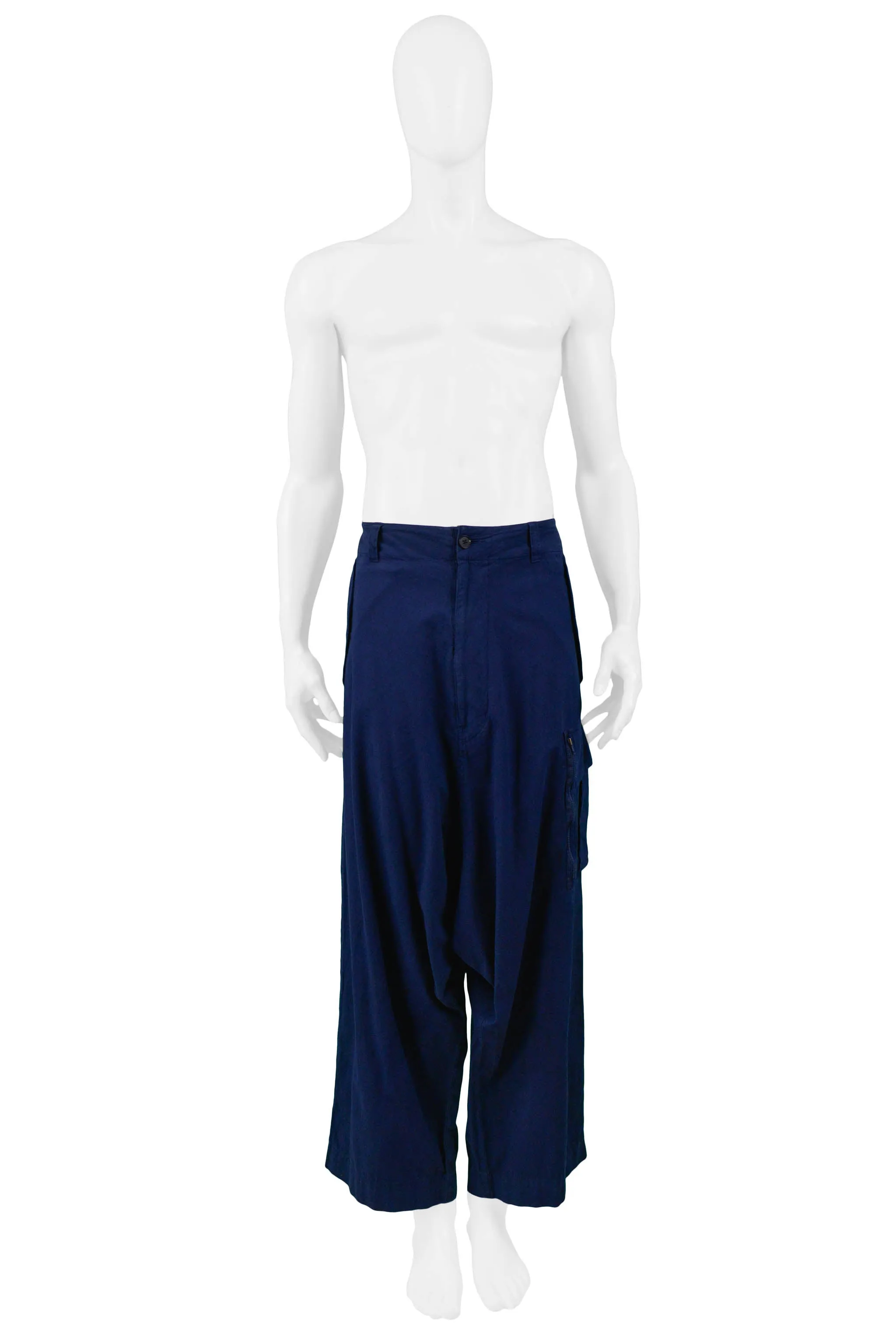 YOHJI YAMAMOTO BLUE COTTON HAREM CARGO PANT