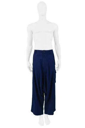 YOHJI YAMAMOTO BLUE COTTON HAREM CARGO PANT