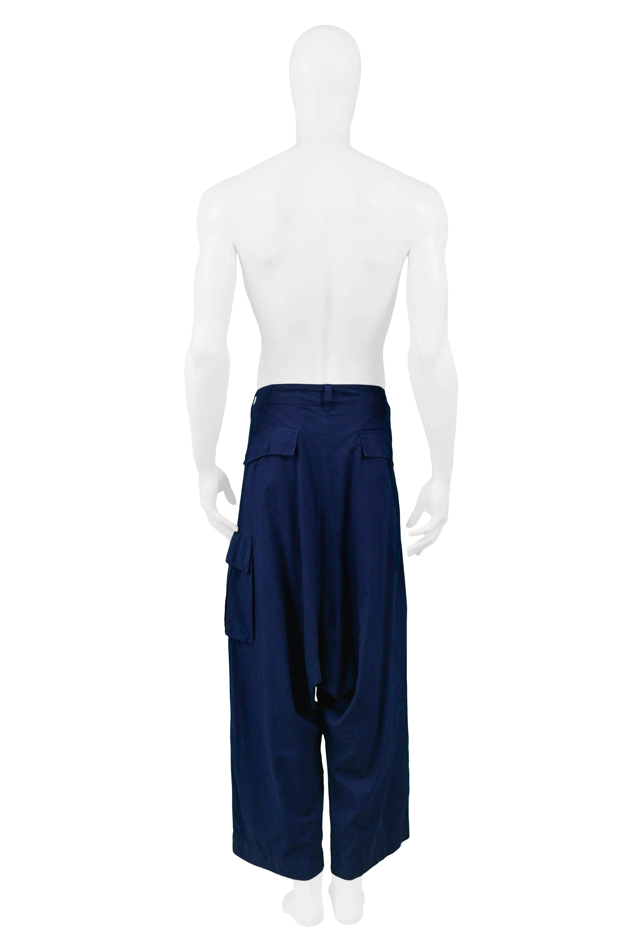 YOHJI YAMAMOTO BLUE COTTON HAREM CARGO PANT