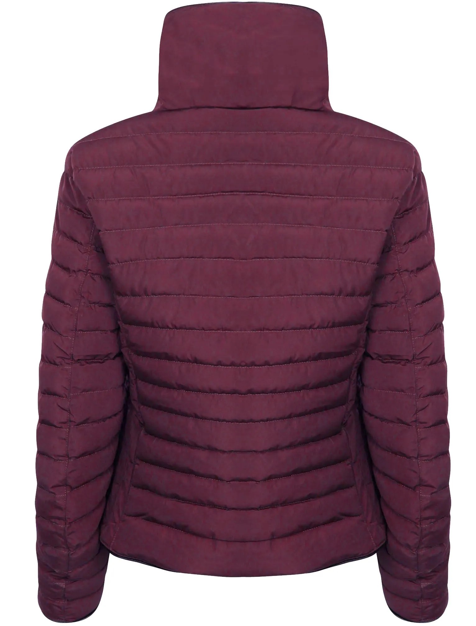 Zelda Funnel Neck Quilted Jacket in Burgundy - Tokyo Laundry